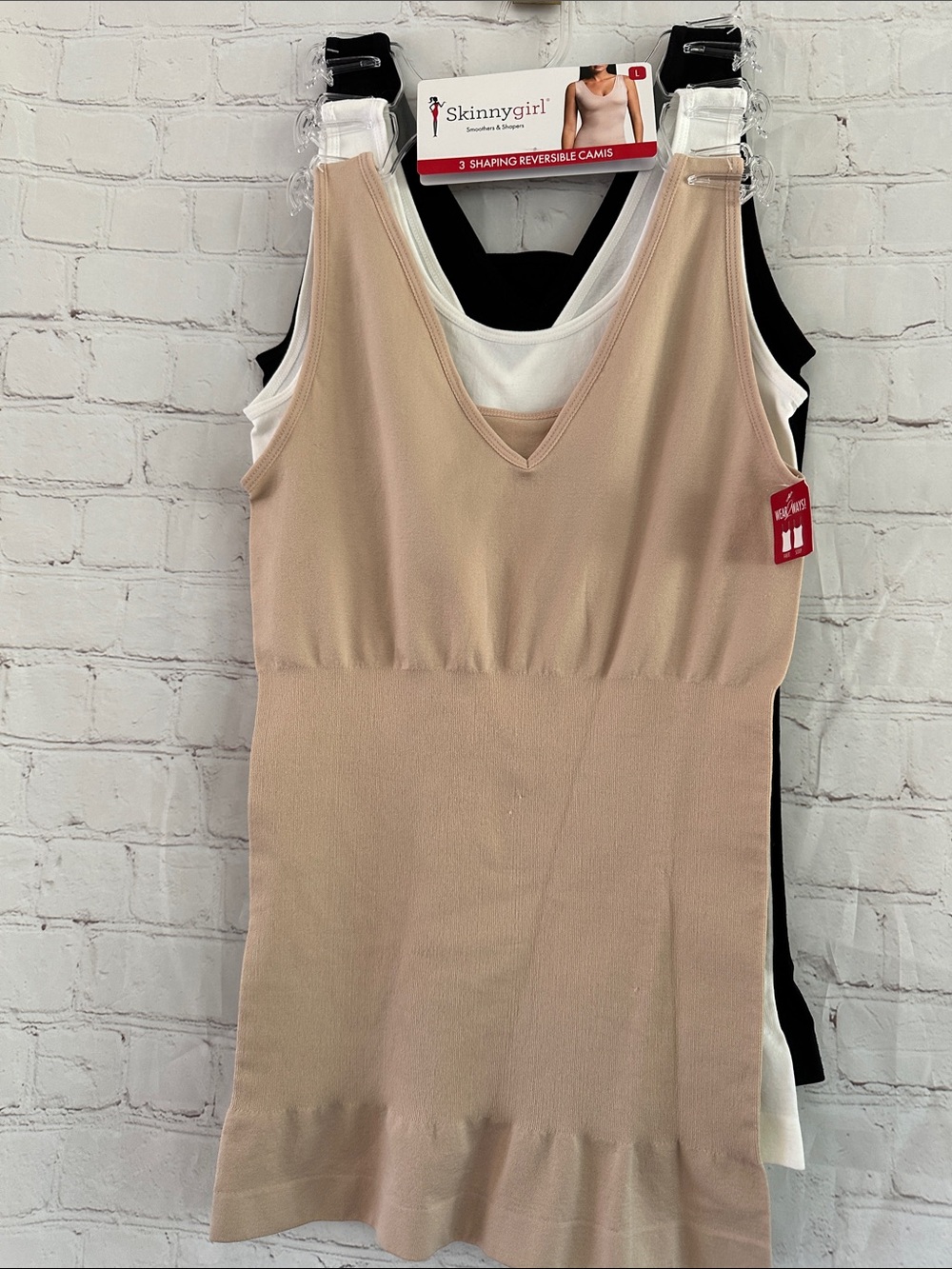 Skinnygirl NWT Women’s Reversible Shaping Cami - Nude, White & Black (3-Pack)